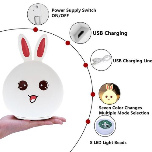 Дитячий нічник силіконовий зайчик Rabbit Silicone Lamp ZH-03 настільний бездротовий акумуляторний світильник лампа зайчик кролик з вушками LY-271