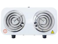 Настільна електроплита Domotec MS-5802 1000W на 2 конфорки спіраль, двоконфорочна електрична плита 1000Вт з термостатом на 5 положень Біла