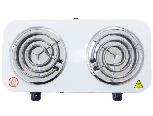 Настільна електроплита Domotec MS-5802 1000W на 2 конфорки спіраль, двоконфорочна електрична плита 1000Вт з термостатом на 5 положень Біла