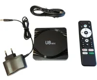 Смарт приставка Smart TV Box U8 Mini 4Gb/32GB Android з пультом, ТВ медіаплеєр 4K Андроїд з вбудованим Wi-Fi модулем для телевізора Чорна