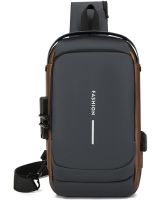 Чоловіча сумка барсетка через плече Weixier X306 з USB-портом для зарядки, нагрудний водонепроникний крос боді рюкзак Fashion з кодовим замком