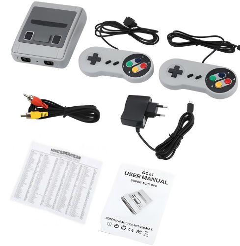 Портативна ігрова ретро приставка Dendy 620 ігор Денді 8 Bit Super Mini SFC, Дитяча консоль 8 біт з двома джойстиками і вбудованими іграми Сіра