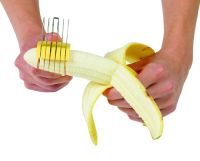 Ножиці-слайсер Bananenschneider ножиці для нарізки бананів, ручний кухонний слайсер, бананорезка з харчового пластику для кухні Жовта