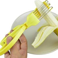 Ножиці-слайсер Bananenschneider ножиці для нарізки бананів, ручний кухонний слайсер, бананорезка з харчового пластику для кухні Жовта