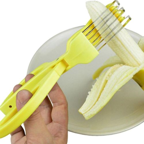 Ножиці-слайсер Bananenschneider ножиці для нарізки бананів, ручний кухонний слайсер, бананорезка з харчового пластику для кухні Жовта