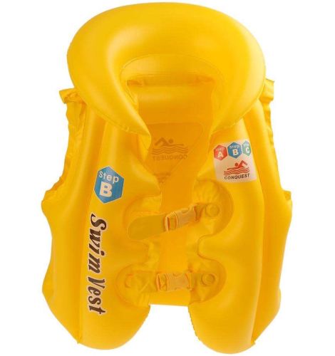 Дитячий надувний жилет Swim Vest BT-IG - 0005 рятувальний для плавання з підголовником від 3 до 14 років, надувна захисна жилетка S, M, L для дітей