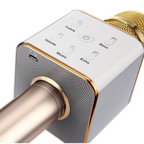Беспроводной микрофон караоке bluetooth Q7 Gold Золотой