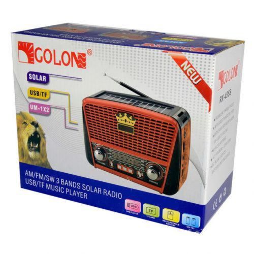 Портативний радіо приймач-MP3 колонка Golon RX-456s Solar з сонячною панеллю