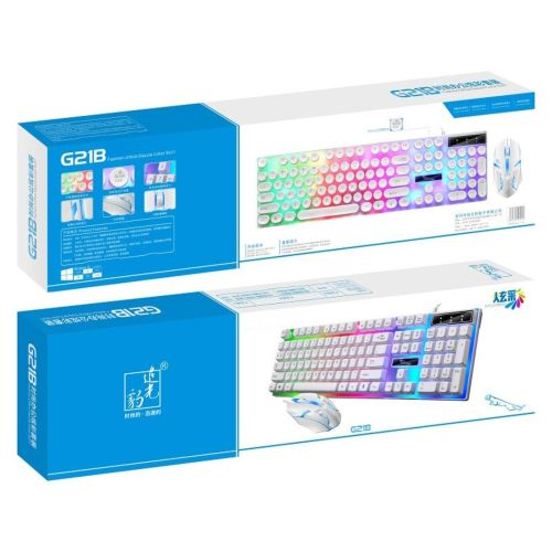 Ігровий набір Gaming ZGB G21B дротова ігрова клавіатура і миша для ПК з RGB світлодіодним підсвічуванням, Комп'ютерний комплект мишка і клавіатура