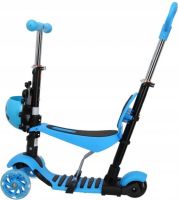 Триколісний дитячий самокат беговел Scooter FYS-2864 Blue 5 в 1 зі складним сидінням, батьківською ручкою і світяться колесами для дітей Блакитний