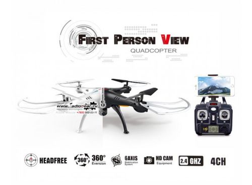 Радиоуправляемый квадрокоптер Syma X5SW-1 Black, White HD+ FPV с HD WI-FI камерой на пульте управления