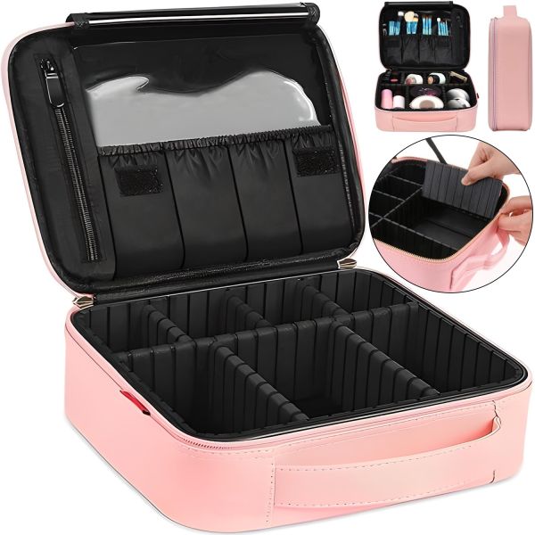 Органайзер для зберігання косметики Niceland Beauty box MAG-590 з ручкою для перенесення, Дорожня водонепроникна косметичка, б'юті кейс рожева