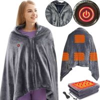 Туристичний плед пончо з підігрівом Heating Shawl Blanket JT - 202275 від USB Power Bank електроковдра із застібкою 3 режими нагріву для кемпінгу Сірий