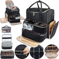 Дорожня сумка косметичка футляр Bagsmart Ivodeela з відсіками для зберігання лаку і косметики, жіночий органайзер для макіяжу з 3 знімними футлярами Чорна