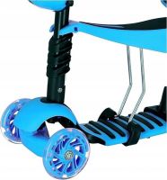 Триколісний дитячий самокат беговел Scooter FYS-2864 Blue 5 в 1 зі складним сидінням, батьківською ручкою і світяться колесами для дітей Блакитний