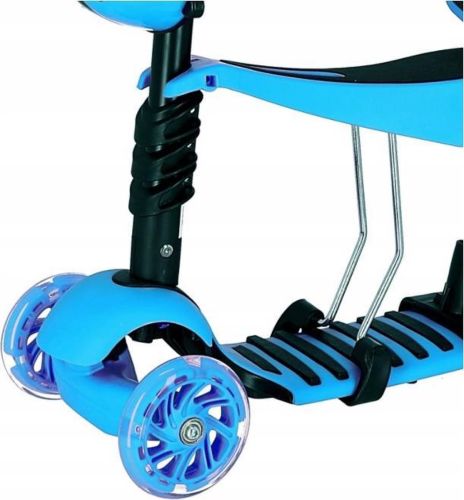 Триколісний дитячий самокат беговел Scooter FYS-2864 Blue 5 в 1 зі складним сидінням, батьківською ручкою і світяться колесами для дітей Блакитний