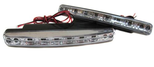 Світлодіодні денні ходові вогні DRL 8 LED 12V ДХО DR-2 030 Універсальні автомобільні світлодіодні фари денного світла на 8 діодів 