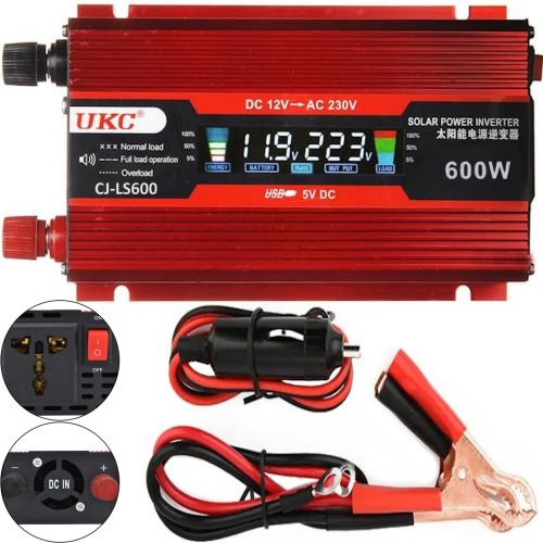 Автомобільний інвертор UKC AC/DC 12V-220V 600W CJ-LS600 авто перетворювач напруги струму з LCD дисплеєм від прикурювача, акумулятора з екраном