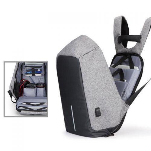 Рюкзак протикрадій Bobby XD Design Grey USB з роз'ємом usb для зарядки travel bag 9009