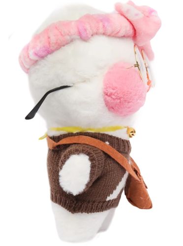 М'яка іграшка Huada Toys качечка в окулярах Lalafanfan 35 см, плюшева качка в одязі Cafe mimi duck Лалафанфан Біла