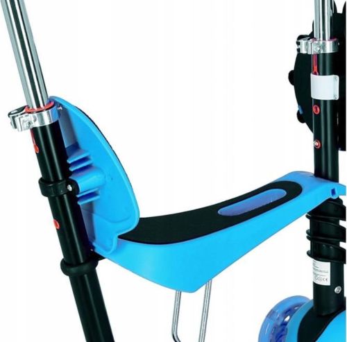 Триколісний дитячий самокат беговел Scooter FYS-2864 Blue 5 в 1 зі складним сидінням, батьківською ручкою і світяться колесами для дітей Блакитний