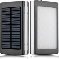 Портативное зарядное Power Bank Solar 90000 mAh c Led фонариком УМБ Metal Черный на солнечной батарее Павербанк, внешний аккумулятор, PowerBank 