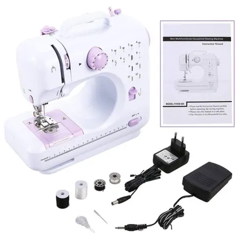 Многофункциональная автоматическая швейная машинка SEWING MACHINE FHSM-505 12 в 1, Мини-швейная машина с оверлоком 12 функций 2 режима Белая