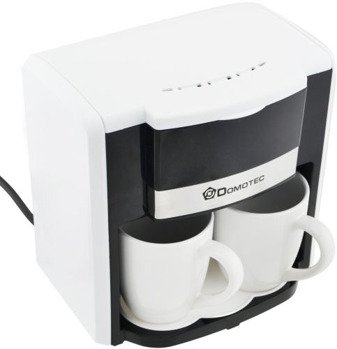 Крапельна кавоварка на дві чашки Domotec MS - 0706 c 2 керамічними чашками, домашня електрична кавоварка для чаю та кави на 0.3 л 500W Біла