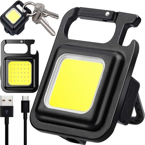  Карманный фонарик брелок Bailong SH-J031-SWS COB 240 LED с магнитом и карабином, Аккумуляторный водонепроницаемый мини фонарь на ключи с открывалкой