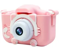 Детский цифровой фотоаппарат Smart kids Kitty XO XJ01 с селфи камерой и видео съемкой 600mAh, Камера Котик 2" с встроенными играми для детей Розовый