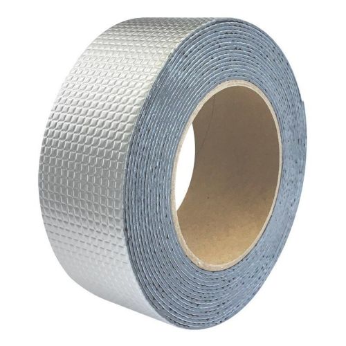 Сверхпрочная клейкая лента с алюминиевым покрытием Butyl Self-Adhesive 1.2мм х 5см х 10м, Алюминиевая водостойкая липкая фольга скотч 10 м Серебристая