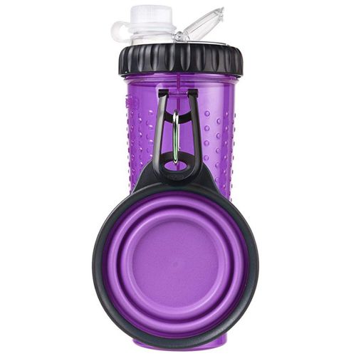 Подвійна пляшка поїлка для води і корму зі складною мискою Pet Drink Bottle 2 в 1 для собак і кішок похідна пляшка для тварин, Миска для прогулянок