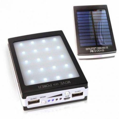 Портативное зарядное Power Bank Solar 90000 mAh c Led фонариком УМБ Metal Черный на солнечной батарее Павербанк, внешний аккумулятор, PowerBank 