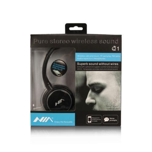 Бездротові Bluetooth навушники nia Q1 microSD Black