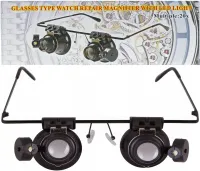 Бінокулярні налобні окуляри з підсвічуванням Glasses 9892a 20х налобна збільшувальна лупа бінокуляри на голову для ювелірів, пайки, читання і ремонту