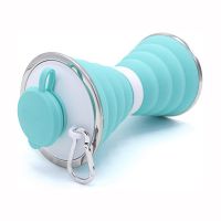 Складная силиконовая бутылка Folding travel water cup 9588 0.5 л Бирюзовая, Спортивная мягкая бутылка чашка для воды
