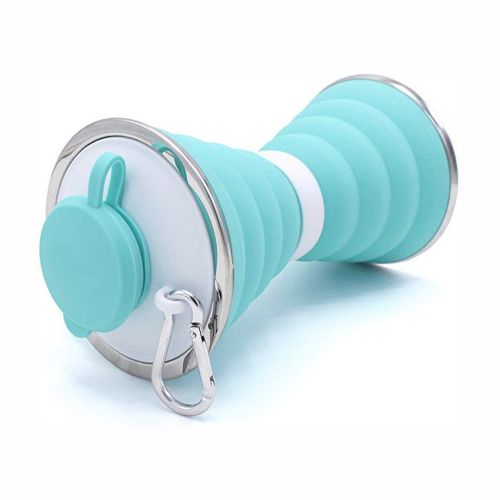 Складная силиконовая бутылка Folding travel water cup 9588 0.5 л Бирюзовая, Спортивная мягкая бутылка чашка для воды