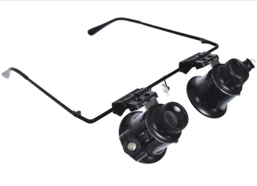 Бінокулярні налобні окуляри з підсвічуванням Glasses 9892a 20х налобна збільшувальна лупа бінокуляри на голову для ювелірів, пайки, читання і ремонту