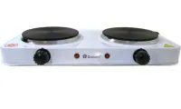 Настільна електроплита Domotec MS-5822 1000W на 2 конфорки диск, двоконфорочна електрична плита 1000Вт з термостатом на 5 положень Біла