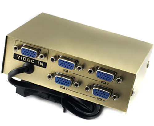 Сплиттер VGA KV-FJ1504A Splitter, Коммутатор 150MHz 4 Port Четыре порта с адаптером разветвитель VGA