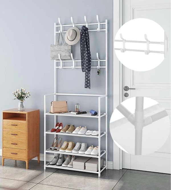 Підлогова вішалка для одягу в передпокій New simple floor clothes rack 60х29, 5х151 см Універсальна металева пересувна металева стійка Біла