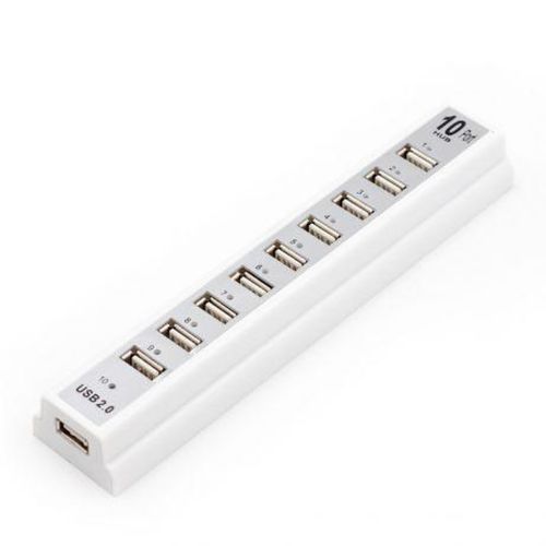 Активний USB хаб Digital White на 10 портів розгалужувач із блоком живлення білий