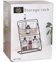 Универсальный двухуровневый органайзер полка Storage Rack MZY-662 для хранения овощей и фруктов, Этажерка фруктовница 2 уровня для кухни Черный
