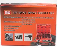 Набір торцевих шестигранних головок Piece Tool Set 1/2 " 31шт в кейсі, ударні головки 8-32mm з подовжувачем і кутовий насадкою 31 предмет у валізі