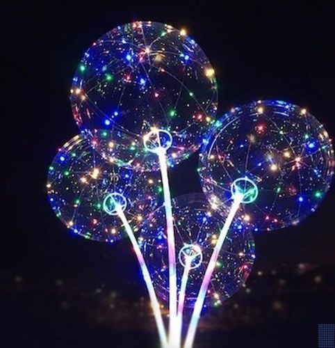 Шар надувной светящийся на палке со светодиодами BoBo Ballon 20" RGB Бобо прозрачный