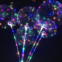 Шар надувной светящийся на палке со светодиодами BoBo Ballon 20" RGB Бобо прозрачный