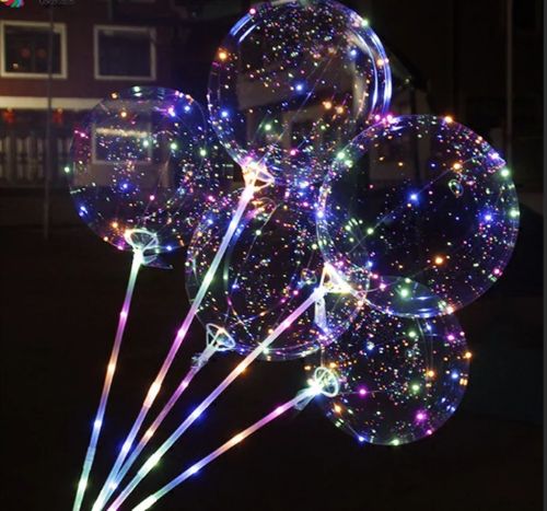 Шар надувной светящийся на палке со светодиодами BoBo Ballon 20" RGB Бобо прозрачный