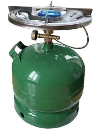 Туристична газовий балон Golden Lion Rudyy CK-630 з пальником 5 літрів 2кг, побутової балон Пропан з п'єзопідпалом і ручкою GL-2 PK-630 Зелений