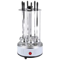 Вертикальна електрична шашличниця Domotec MS-7782 1000W на 6 шампурів, Настільна Електрошашличниця для дому зі знімним піддоном Срібляста