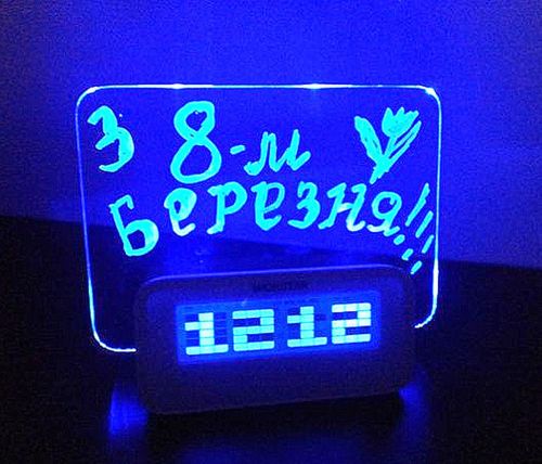 Настольные светодиодные часы Highstar с Led доской для записей с USB хабом, маркером и подсветкой